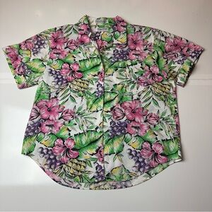 Vintage 90s Carriage Court Tropical Button Down | Cotton BlendResortCottagecore